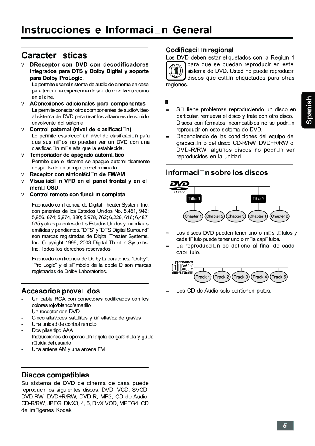 Insignia IS-HTIB102731 owner manual Instrucciones e Información General, Características, Información sobre los discos 