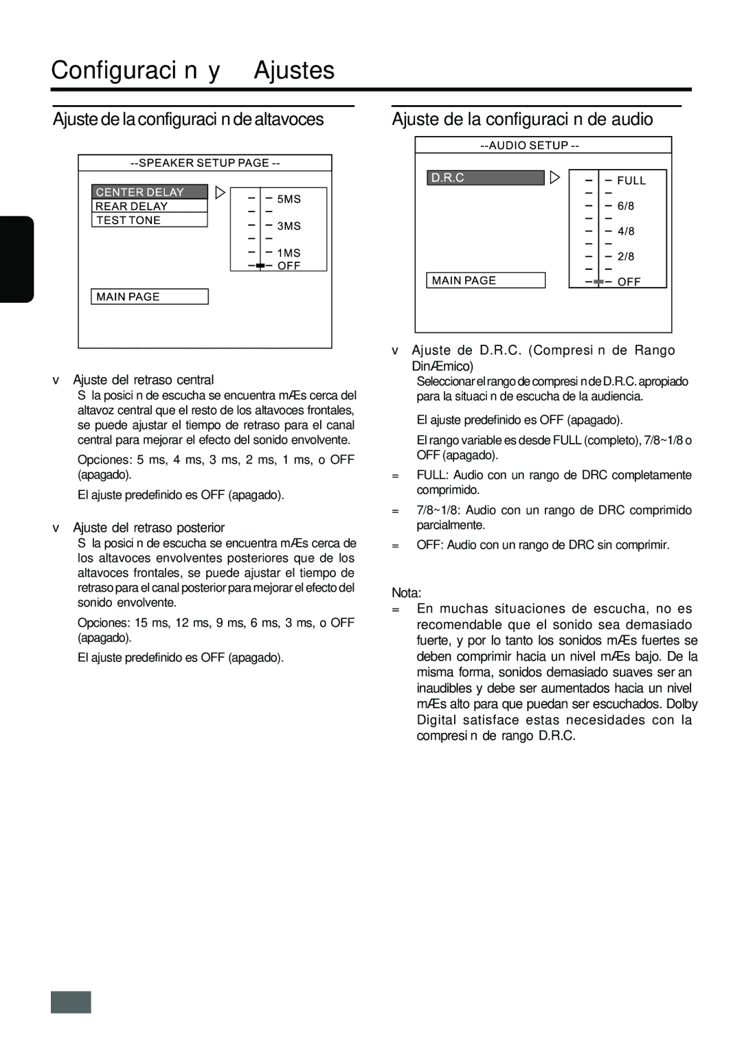 Insignia IS-HTIB102731 owner manual Ajuste de la configuración de altavoces, Ajuste de la configuración de audio 