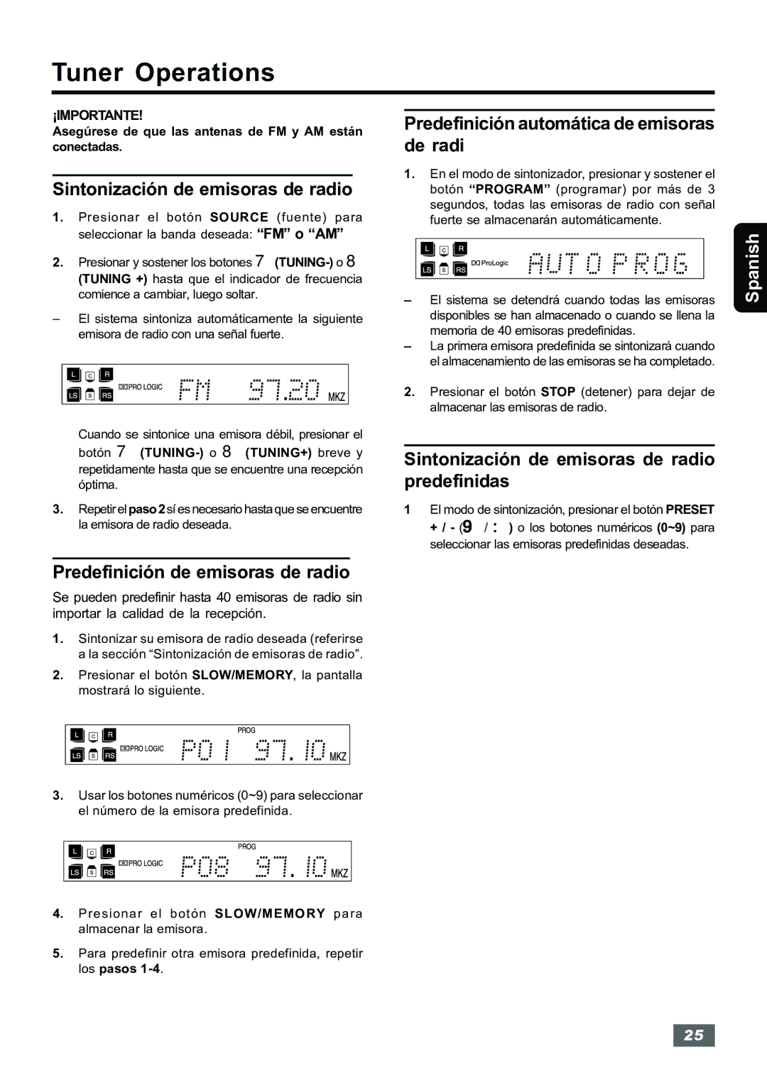 Insignia IS-HTIB102731 owner manual Sintonización de emisoras de radio, Predefinición de emisoras de radio 