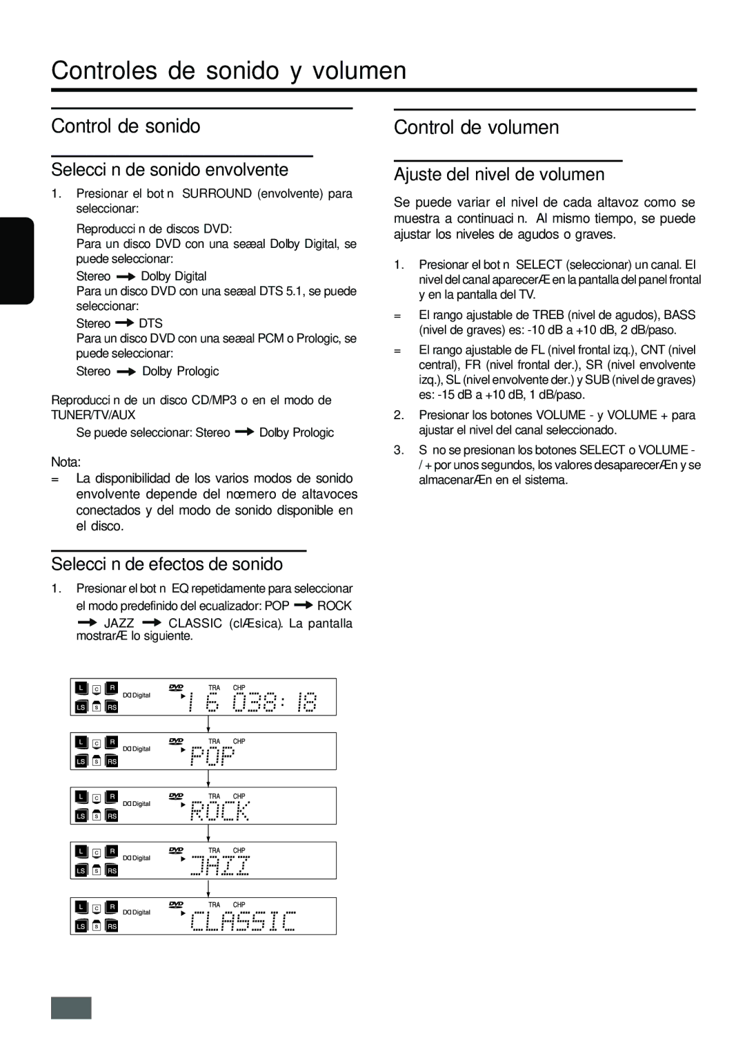 Insignia IS-HTIB102731 Controles de sonido y volumen, Selección de sonido envolvente, Ajuste del nivel de volumen 