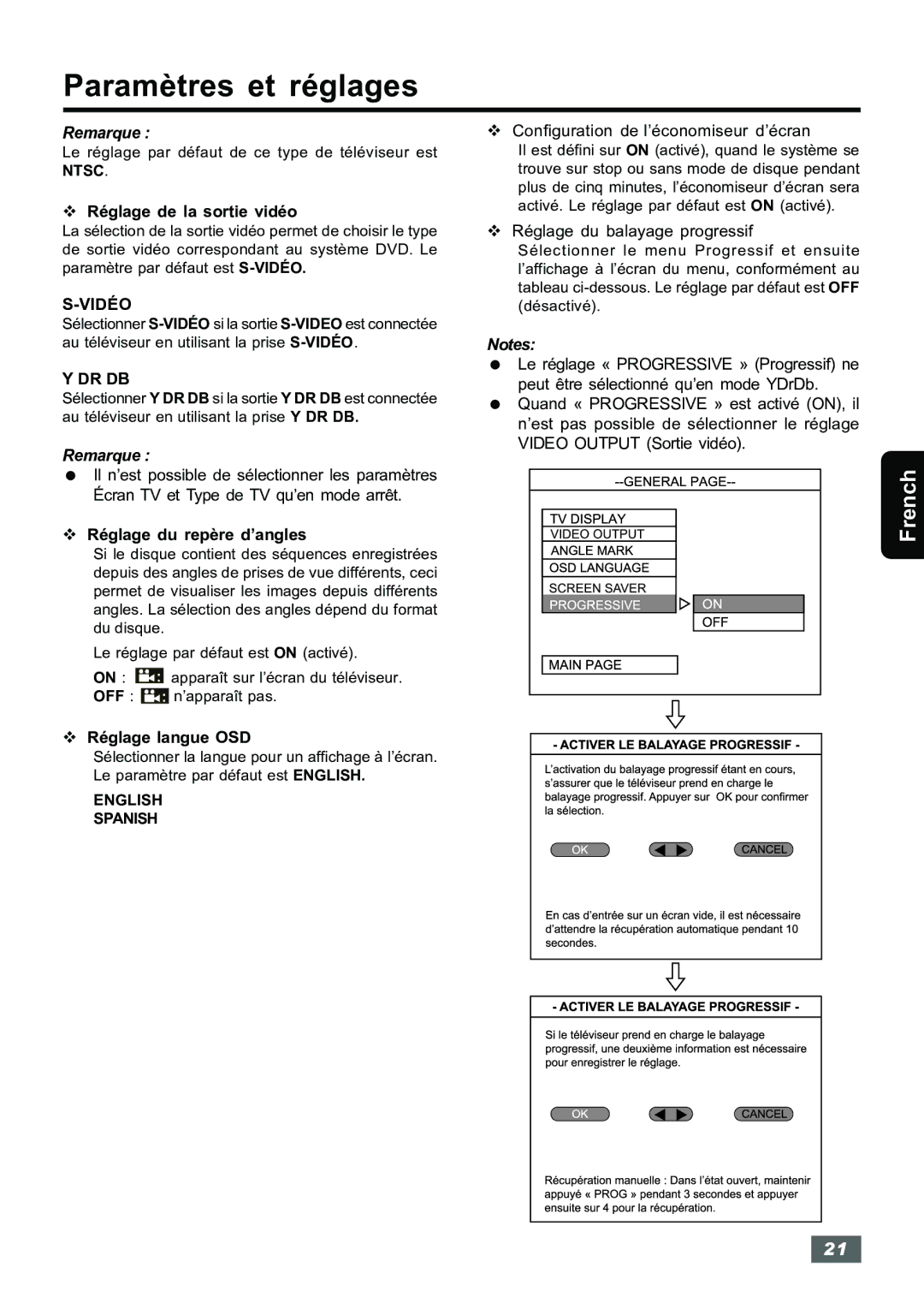 Insignia IS-HTIB102731 owner manual Vidéo, Dr Db 