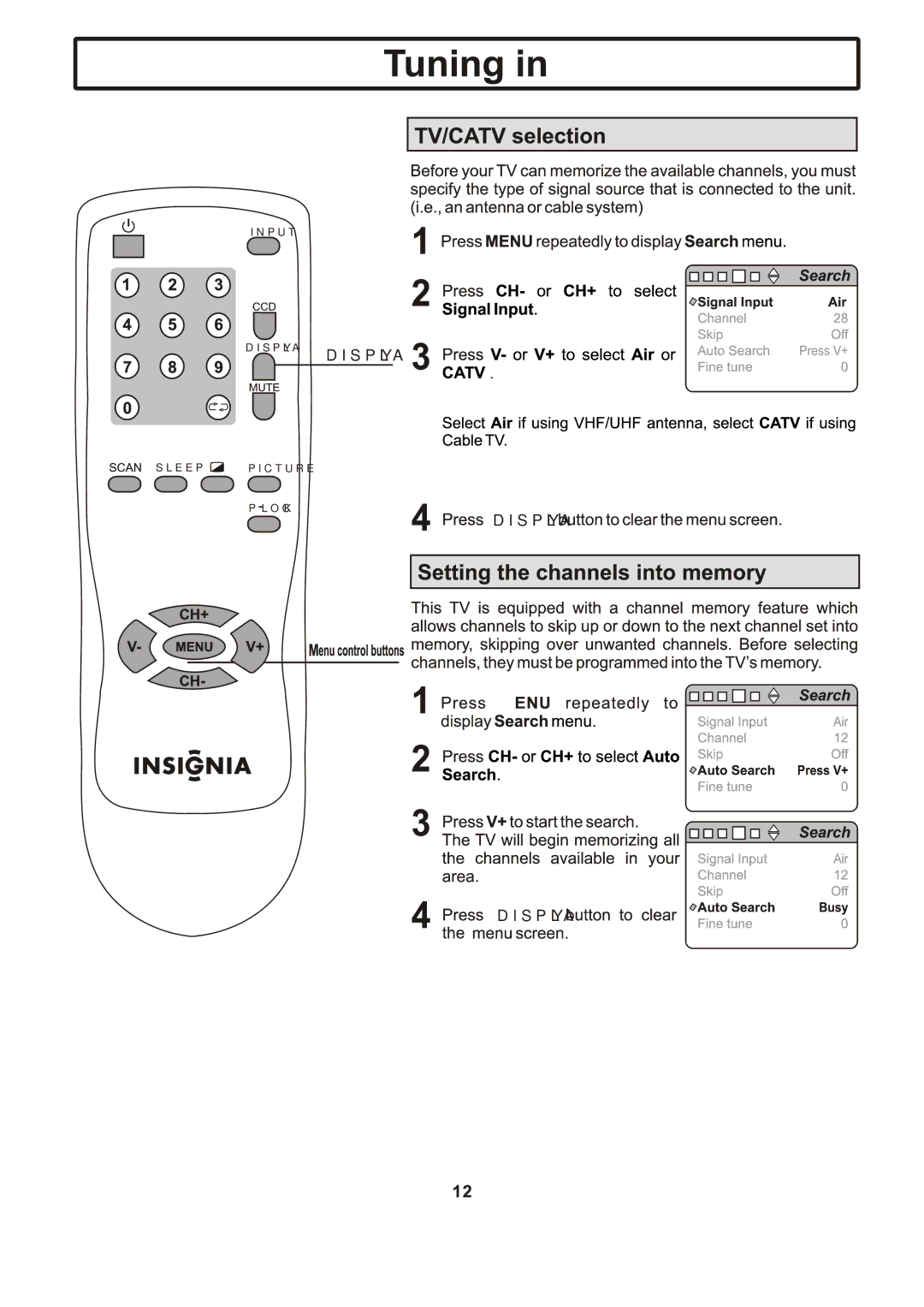 Insignia IS-TV040919 manual Display 