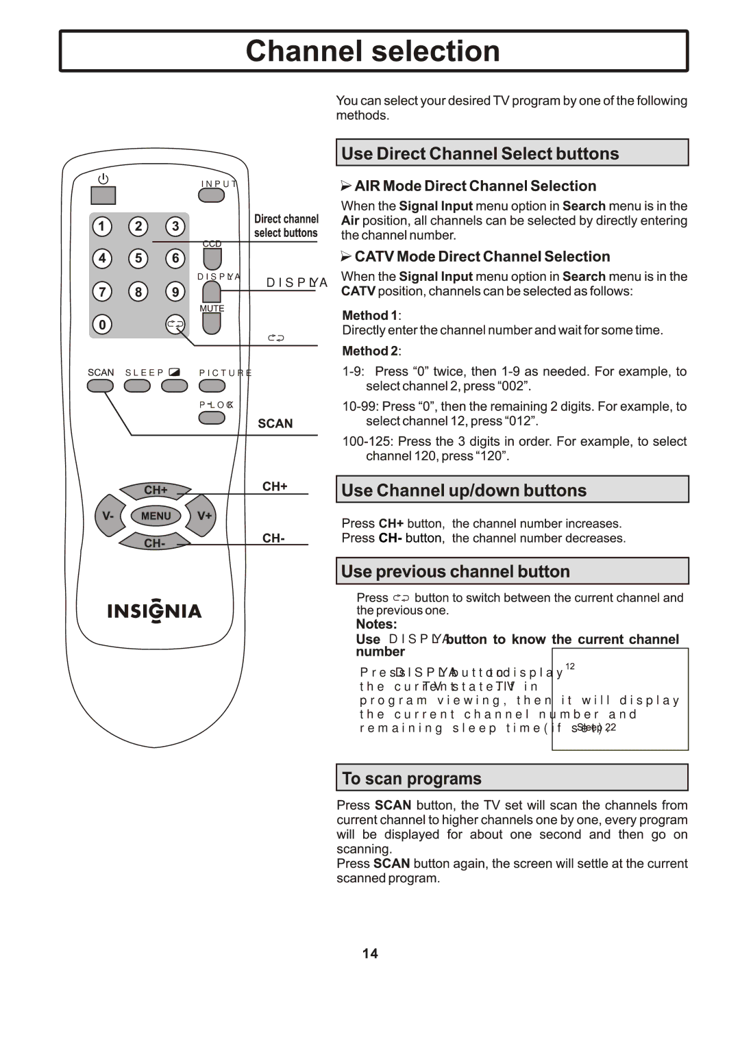 Insignia IS-TV040919 manual Display 