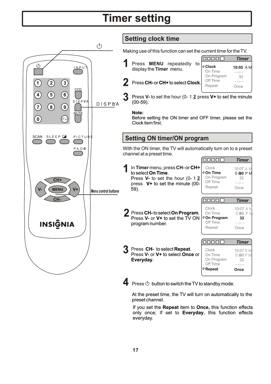 Insignia IS-TV040919 manual AM 06 PM 