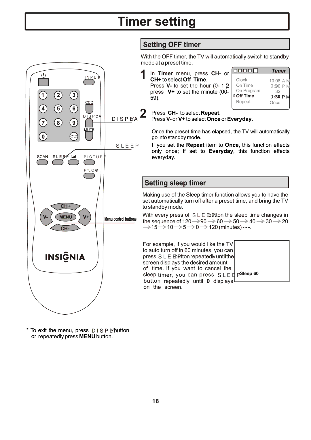 Insignia IS-TV040919 manual Display Sleep 