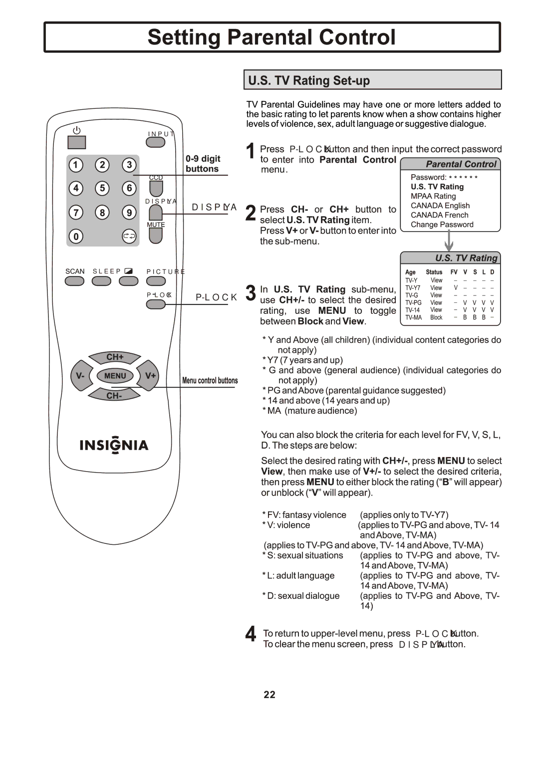 Insignia IS-TV040919 manual Lock 