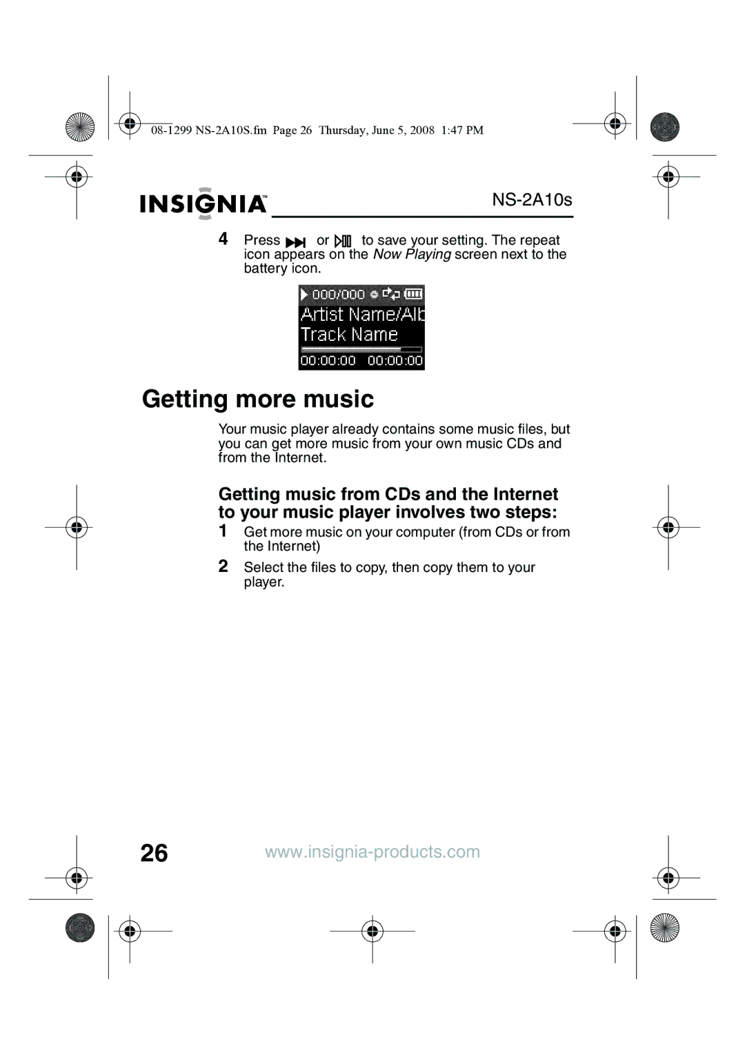 Insignia NS-2A10S manual Getting more music 