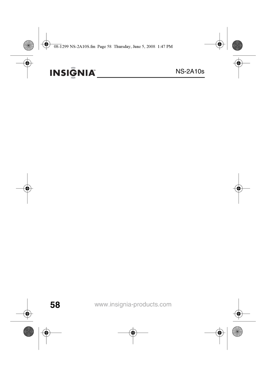 Insignia manual 08-1299 NS-2A10S.fm Page 58 Thursday, June 5, 2008 147 PM 