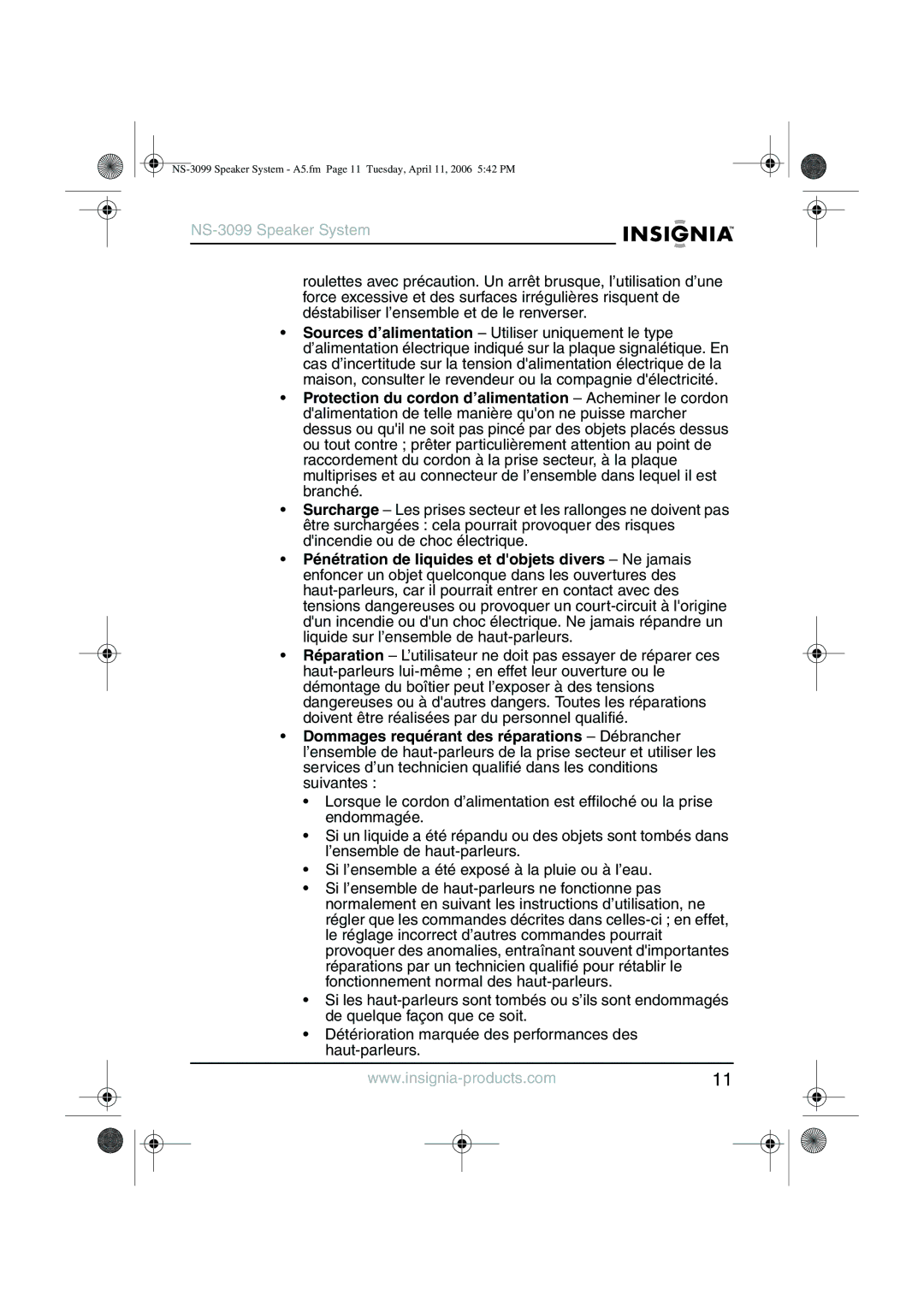 Insignia manual NS-3099 Speaker System 