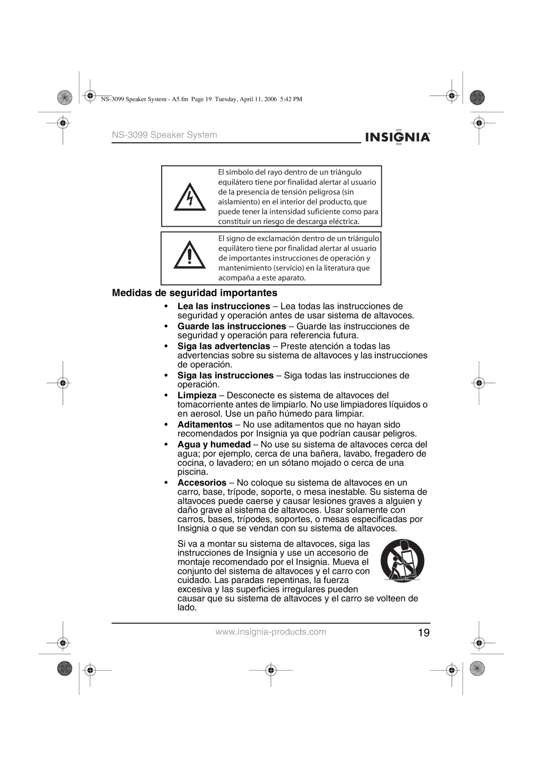 Insignia NS-3099 manual Medidas de seguridad importantes 