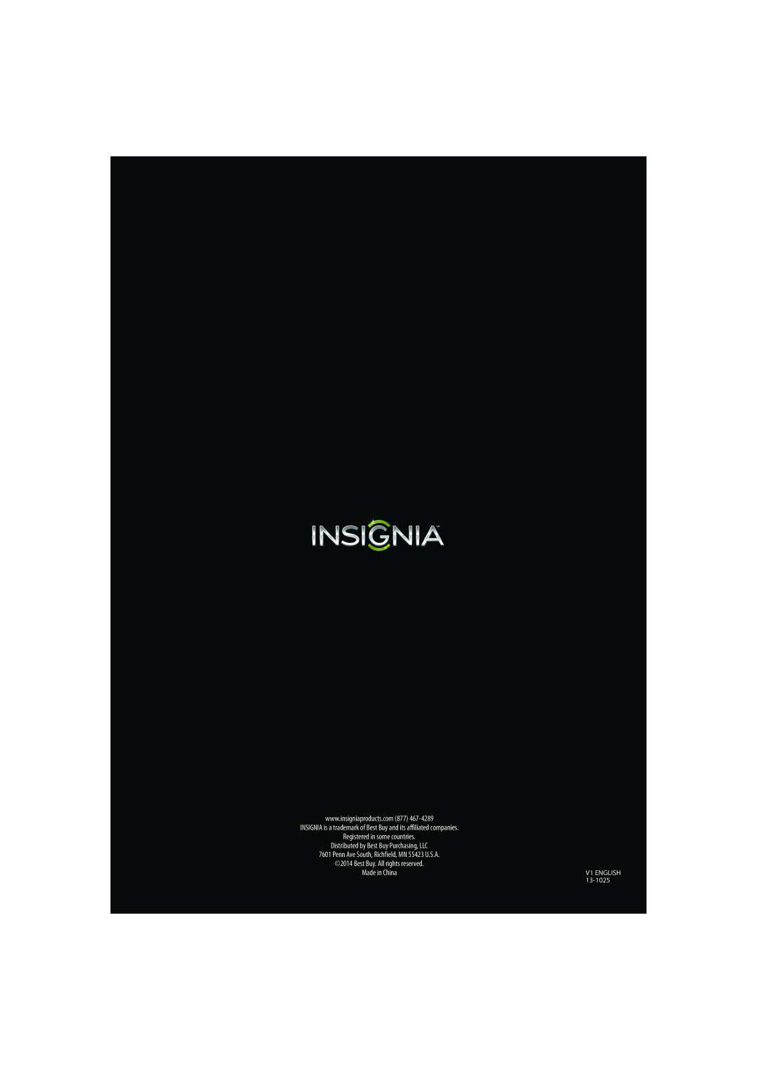 Insignia NS-32D510NA15 manual 13-1025 