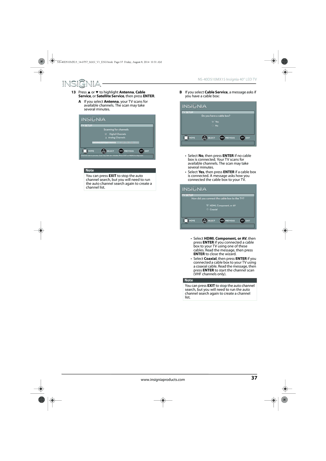 Insignia manual NS-40D510MX15 Insignia 40 LED TV 