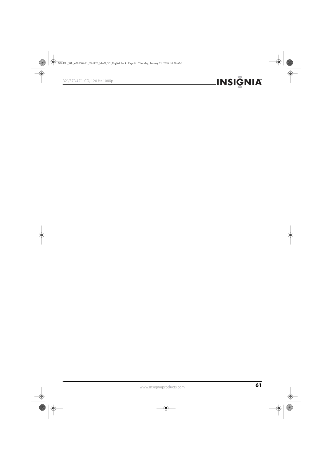 Insignia NS-37L550A11, NS-42L550A11, NS-32L550A11 manual 32/37/42 LCD, 120 Hz 1080p 