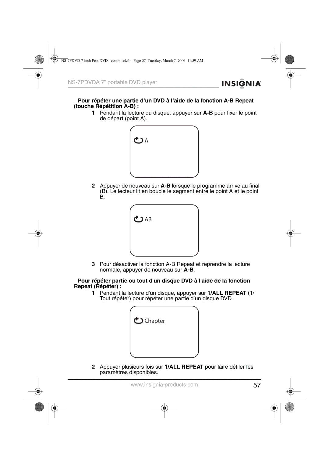 Insignia NS-7PDVDA manual Chapter 