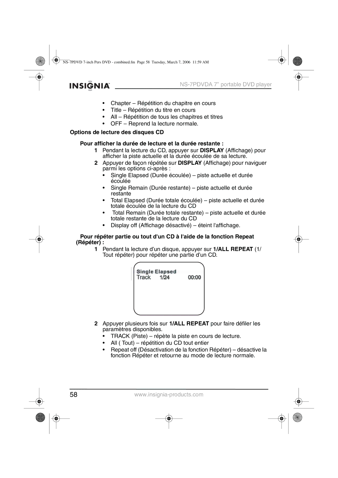 Insignia manual NS-7PDVDA7 portable DVD player 