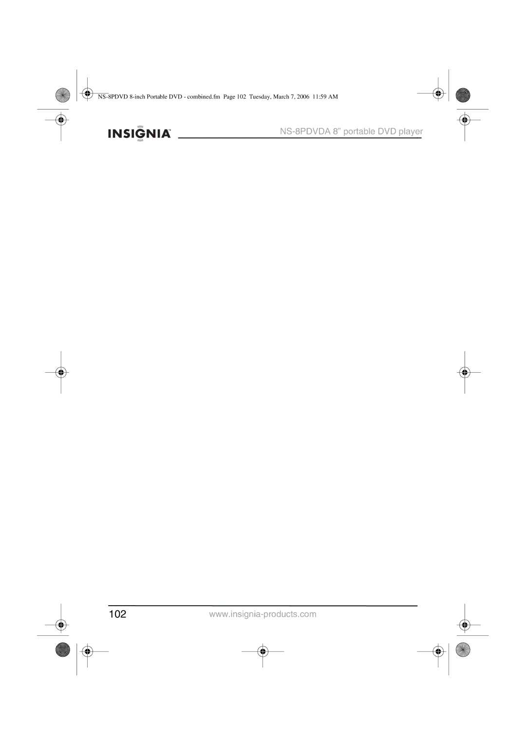 Insignia NS-8PDVDA manual 102 