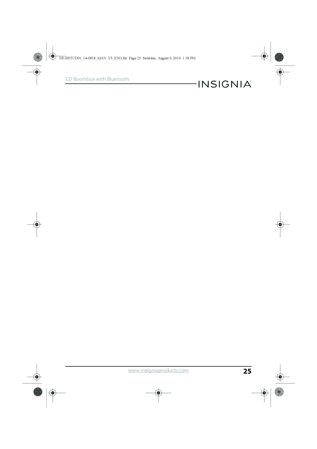 Insignia NS-BBTCD01 manual CD Boombox with Bluetooth 