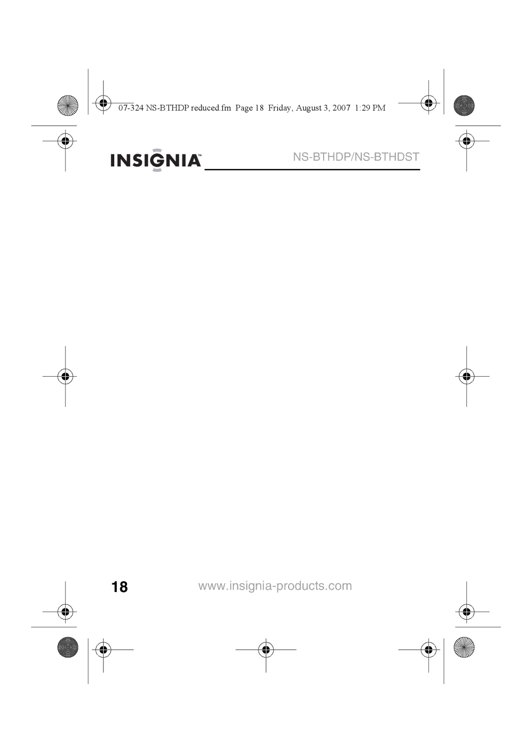 Insignia NS-BTHDST manual NS-BTHDP reduced.fm Page 18 Friday, August 3, 2007 129 PM 