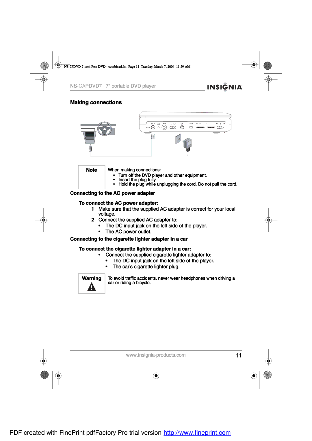 Insignia NS-CAPDVD7 manual ¿µ·²¹ ½±²²»½¬·±² 