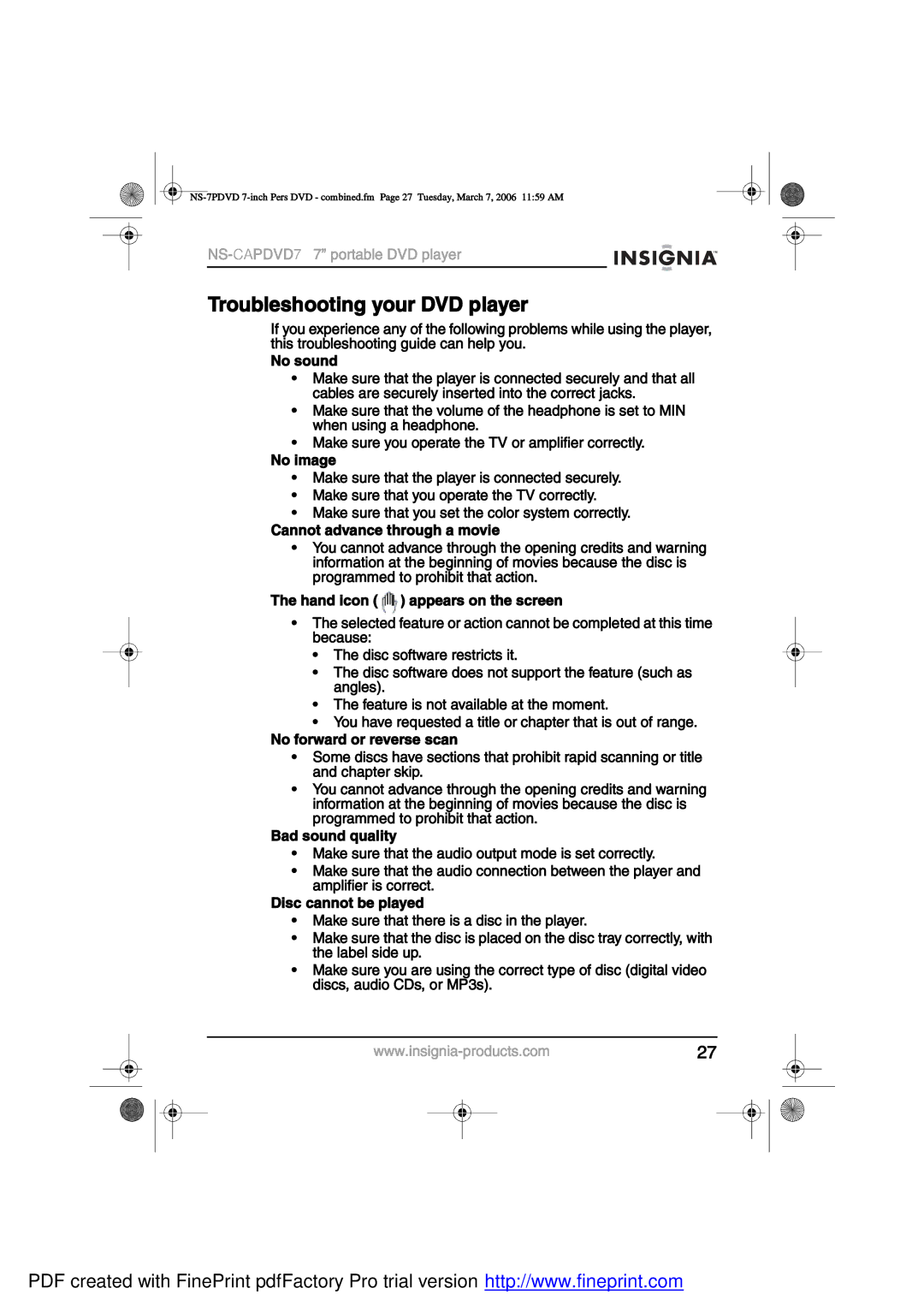 Insignia NS-CAPDVD7 manual ±«¾´»-¸±±¬·²¹ §±« ÜÊÜ ´¿§» 