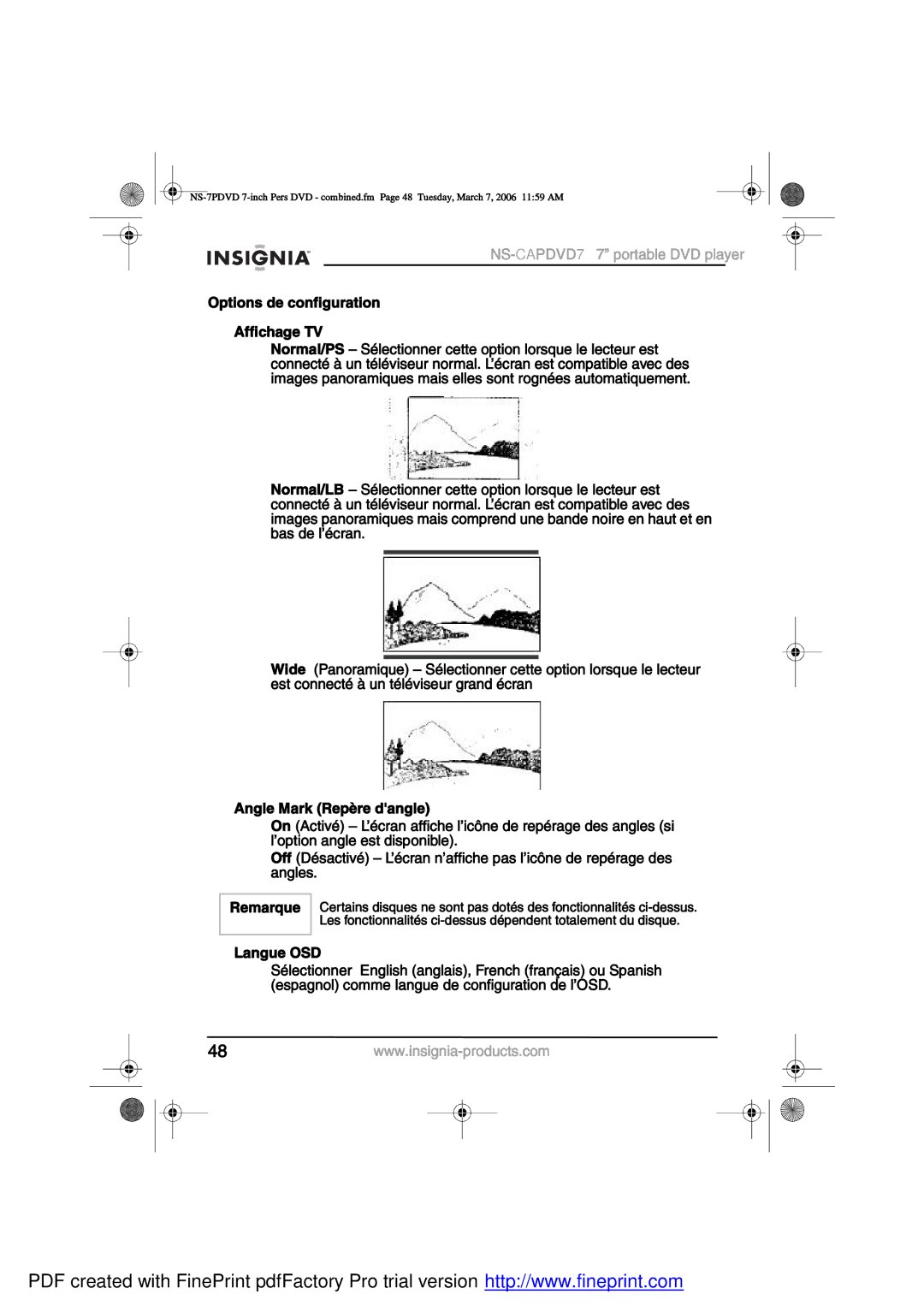 Insignia NS-CAPDVD7 manual ¬·±²- ¼» ½±²º·¹«¿¬·±² ßºº·½¸¿¹» ÌÊ 