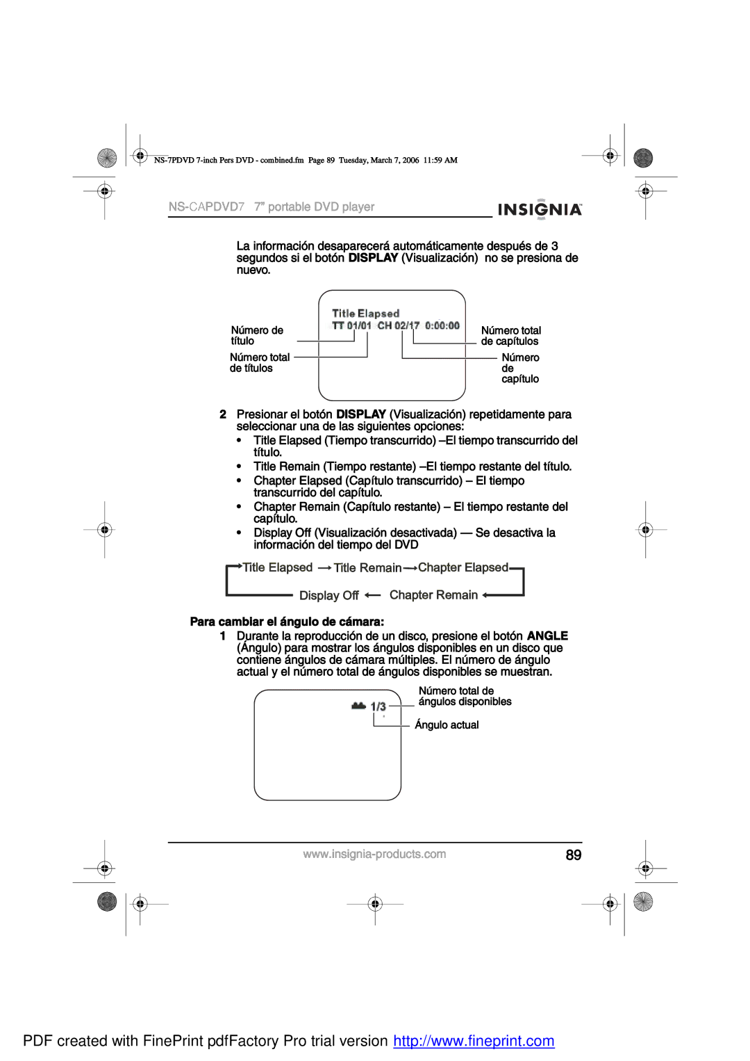 Insignia NS-CAPDVD7 manual ¿¿ ½¿³¾·¿ »´ ?²¹«´± ¼» ½?³¿¿æ 