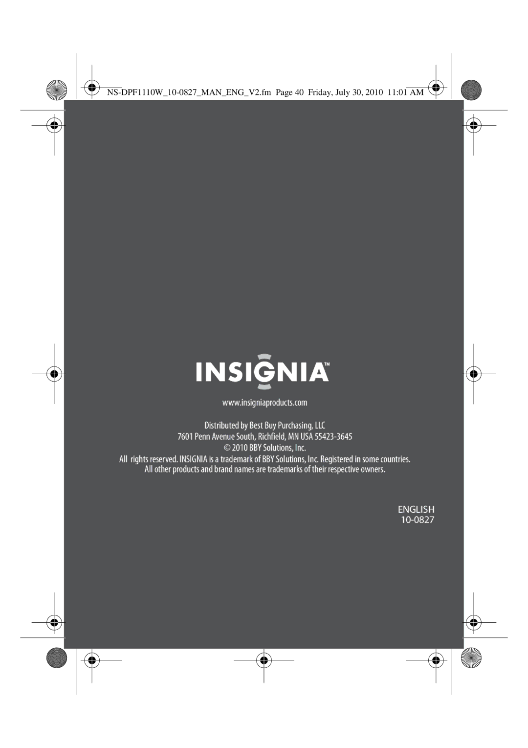 Insignia NS-DPF1110W, NS-DPF118S manual 