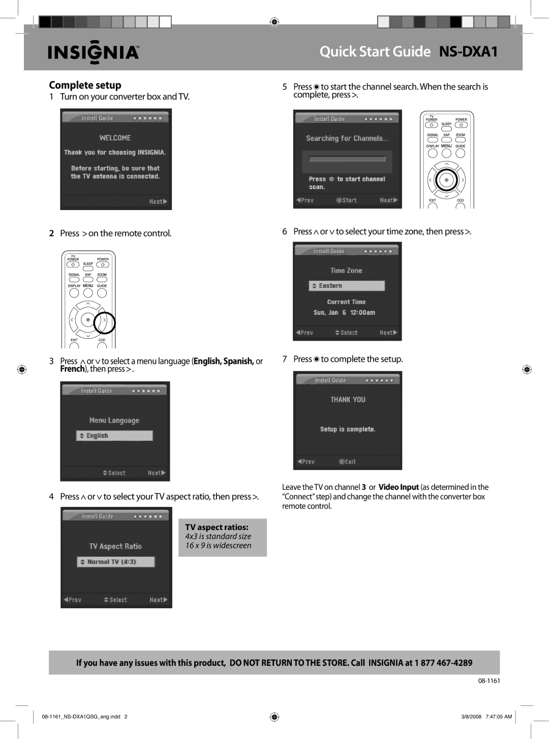 Insignia NS-DXA1 quick start Complete setup 