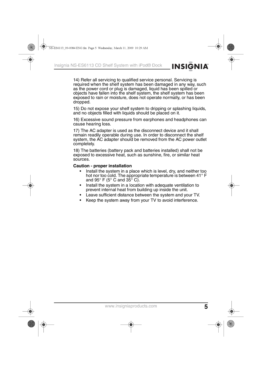 Insignia manual Insignia NS-ES6113 CD Shelf System with iPod Dock 