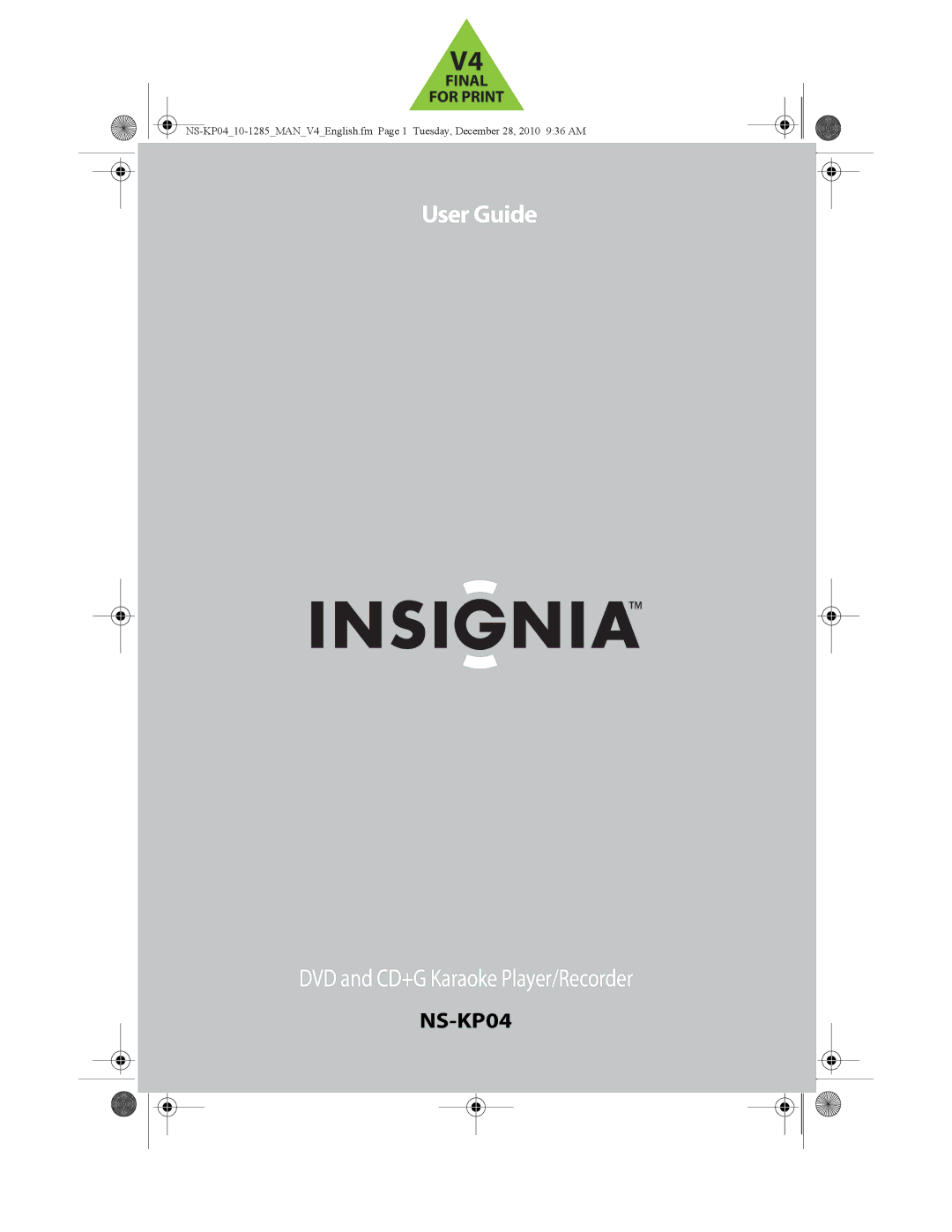 Insignia NS-KP04 manual User Guide 