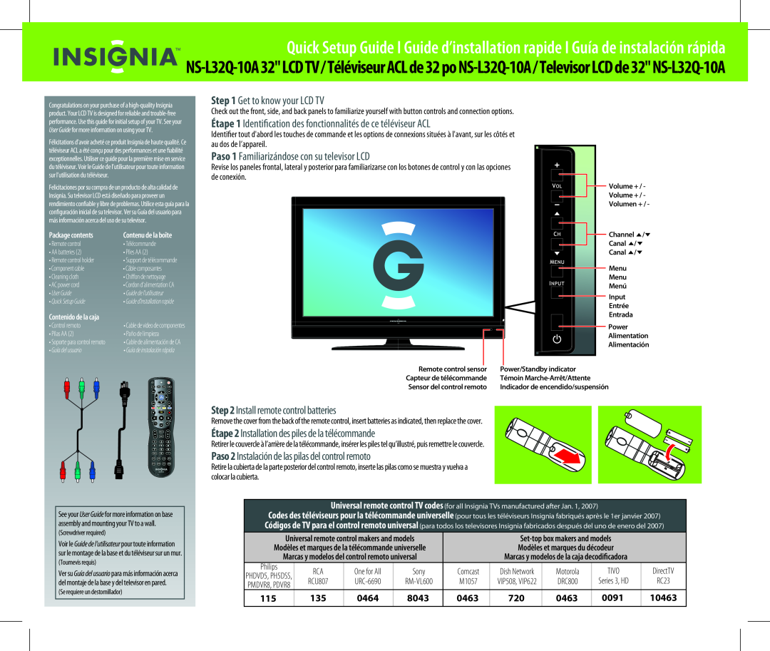 Insignia NS-L32Q-10A setup guide Get to know your LCD TV, Étape 1 Identification des fonctionnalités de ce téléviseur ACL 