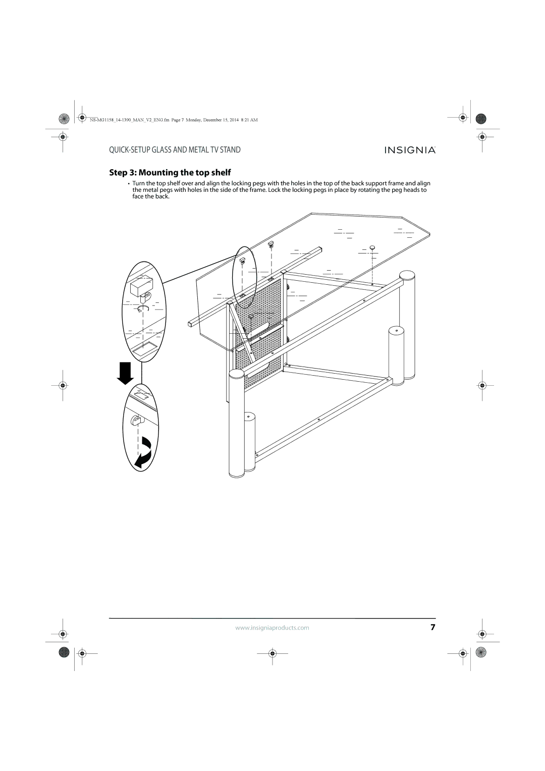 Insignia NS-MG1158 specifications Mounting the top shelf 