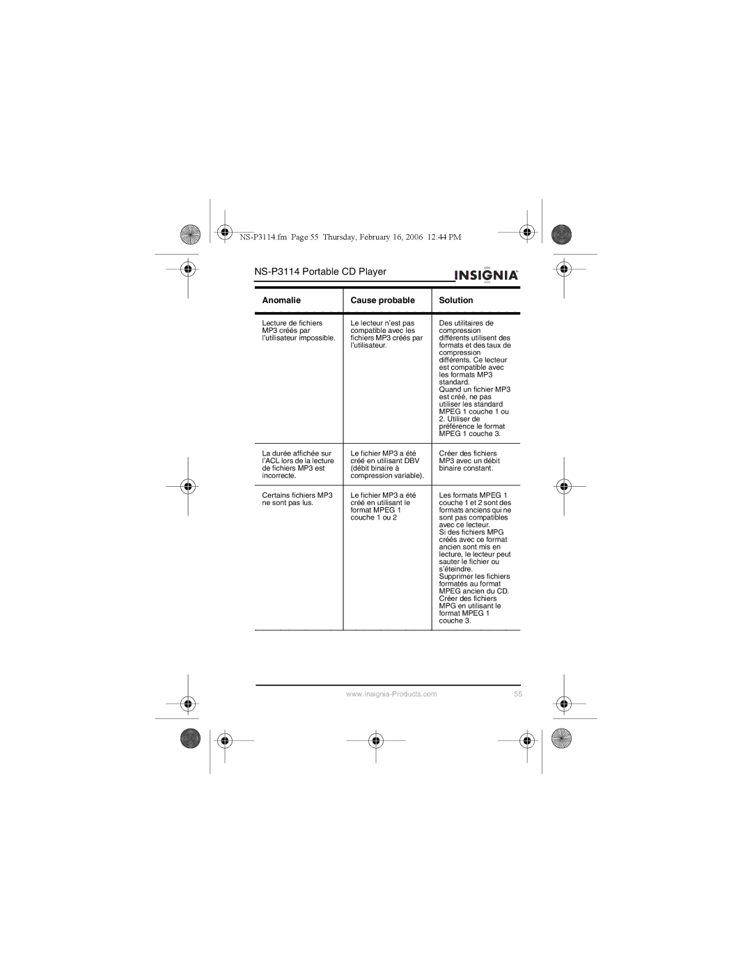 Insignia manual NS-P3114.fm Page 55 Thursday, February 16, 2006 1244 PM 