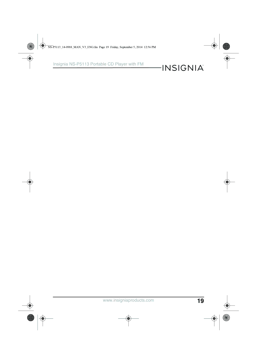 Insignia NS-PS113 manual Insignia NS-P5113 Portable CD Player with FM 