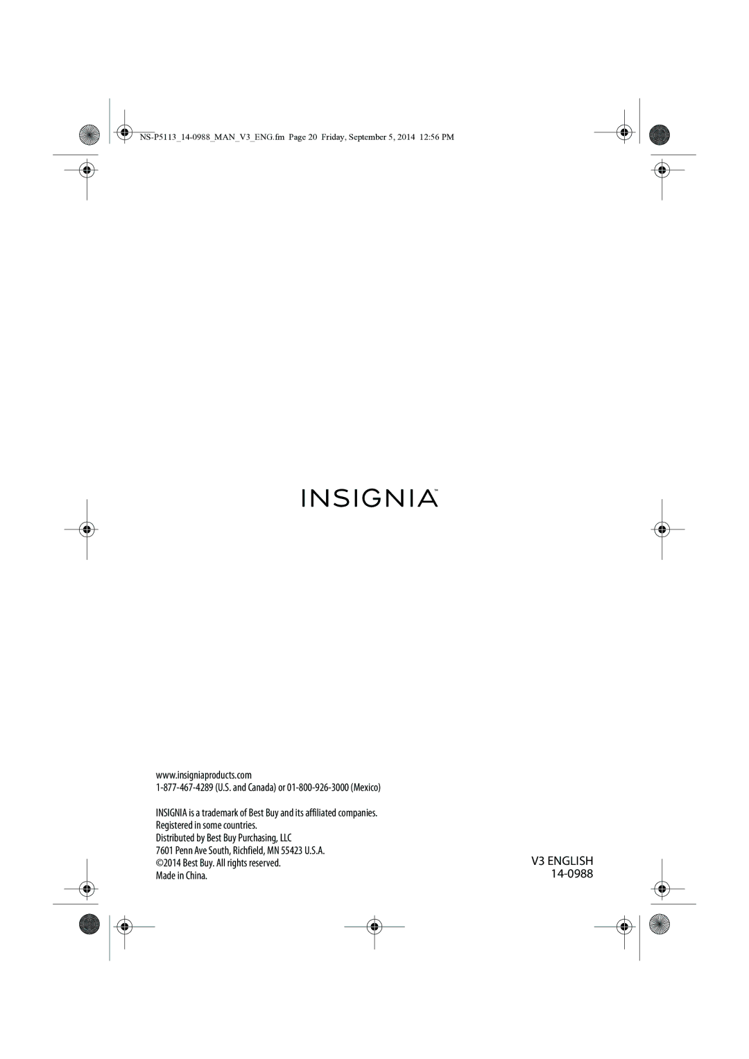 Insignia NS-PS113 manual V3 English 