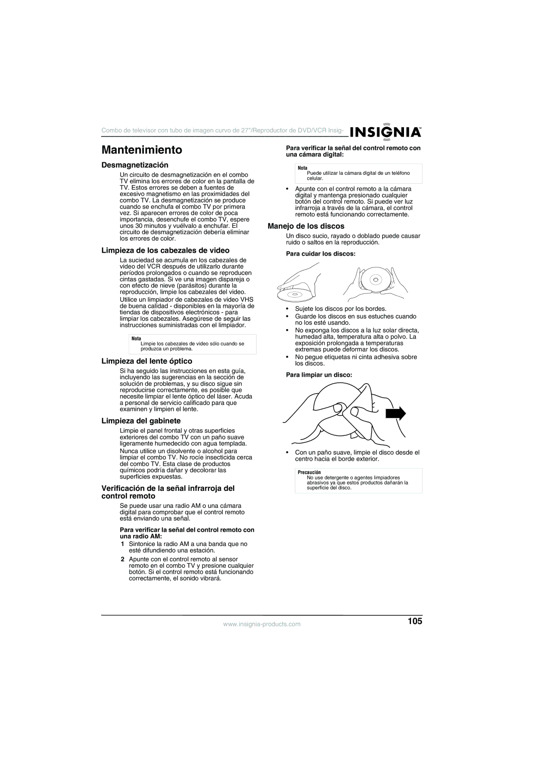 Insignia NS-R27TR manual Mantenimiento 