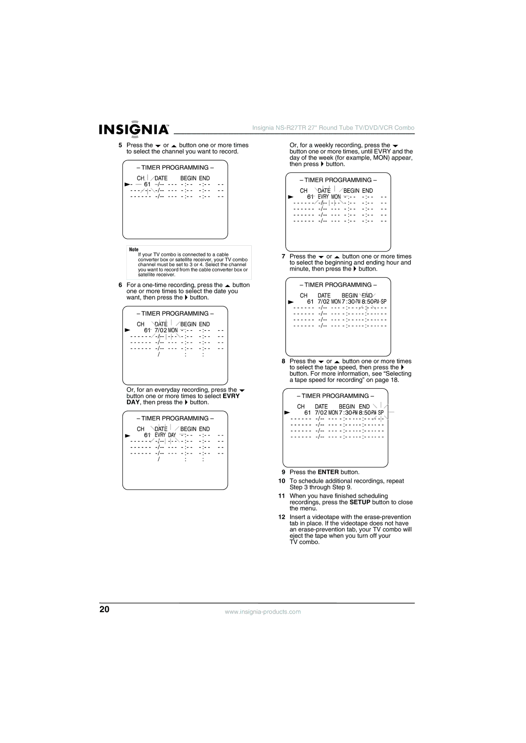 Insignia manual Insignia NS-R27TR 27 Round Tube TV/DVD/VCR Combo 