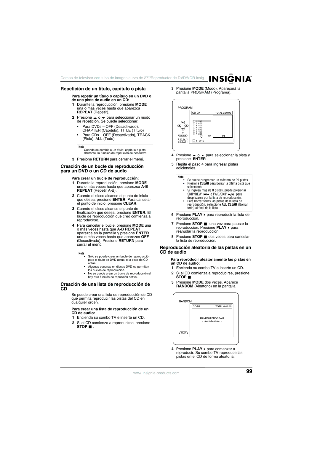 Insignia NS-R27TR manual Repetición de un título, capítulo o pista, Creación de una lista de reproducción de 