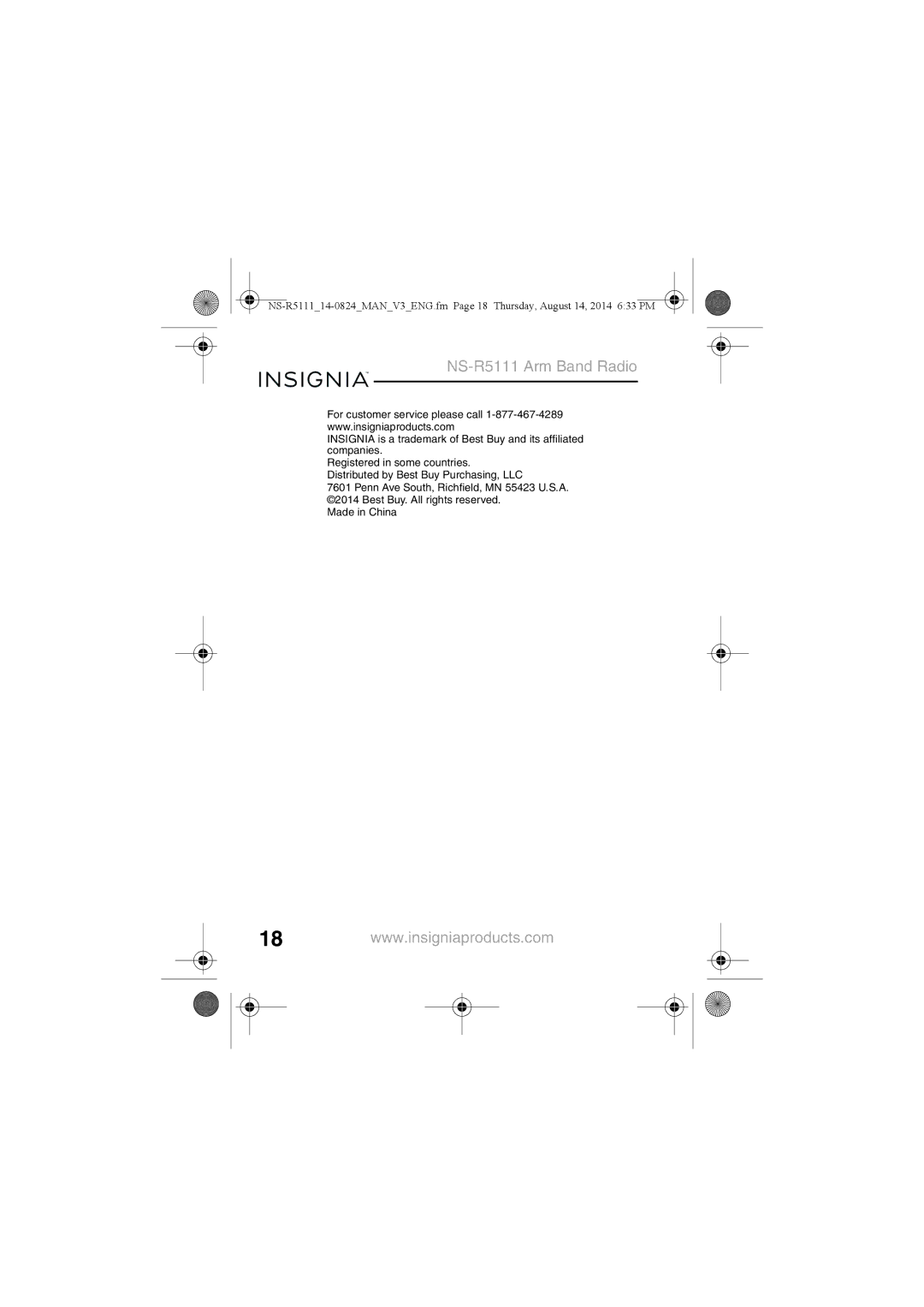 Insignia manual NS-R5111 Arm Band Radio 