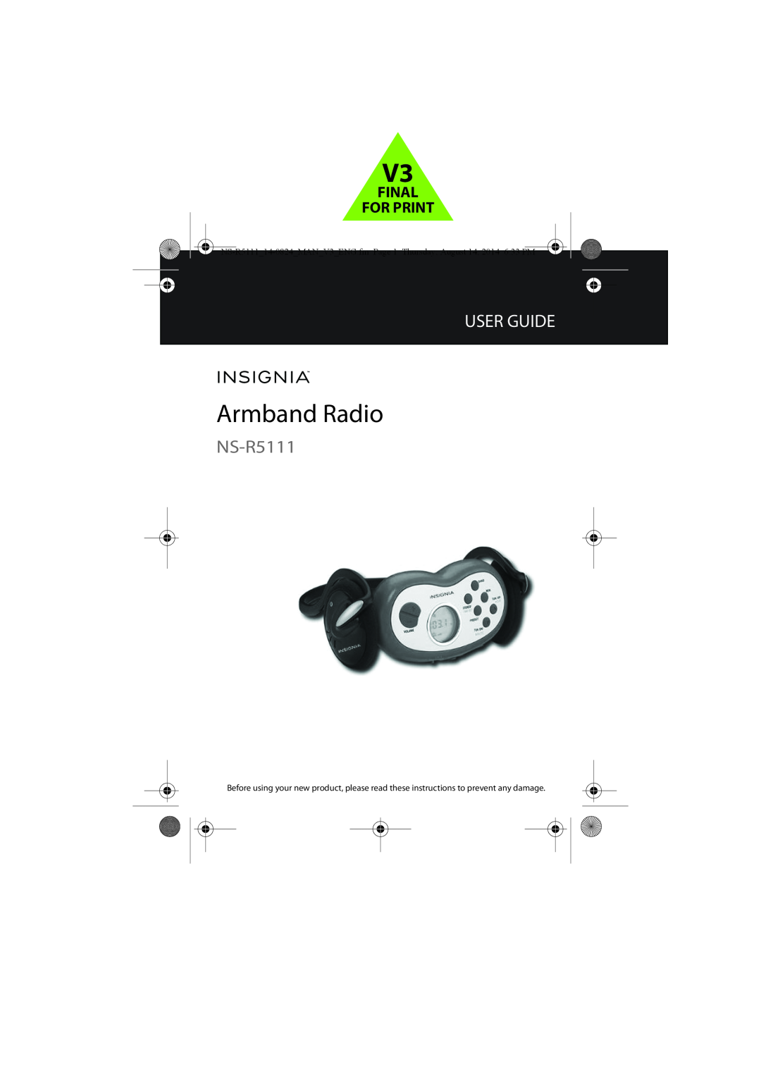 Insignia NS-R5111 manual Armband Radio, User Guide 