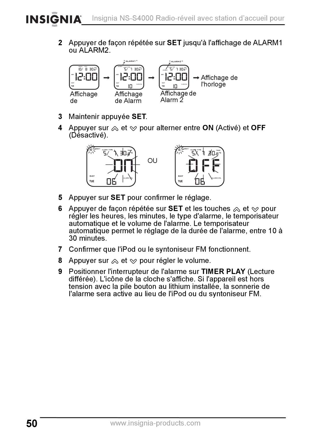 Insignia manual Insignia NS-S4000 Radio-réveil avec station d’accueil pour 