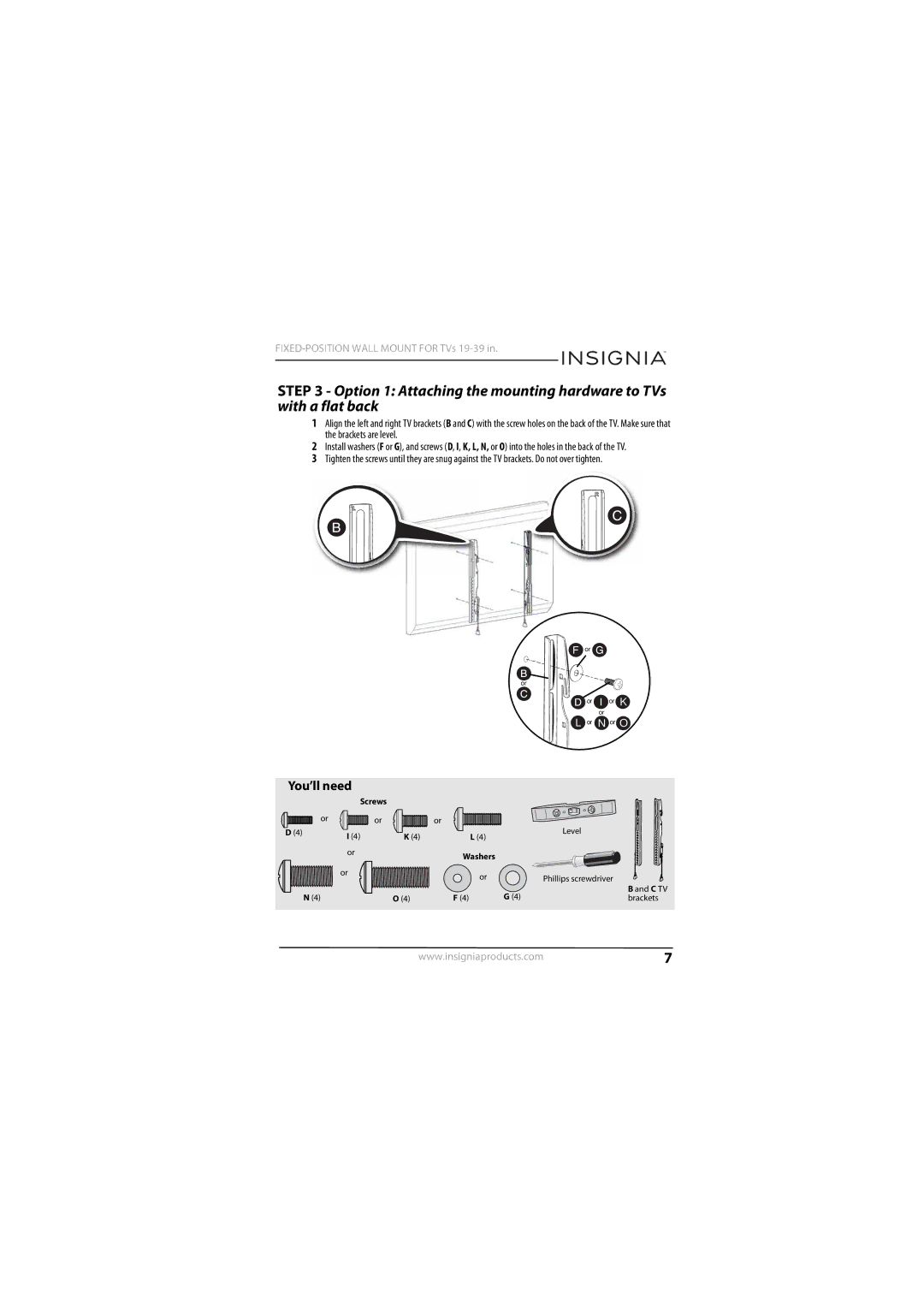 Insignia NS-TVMFP12 specifications You’ll need 