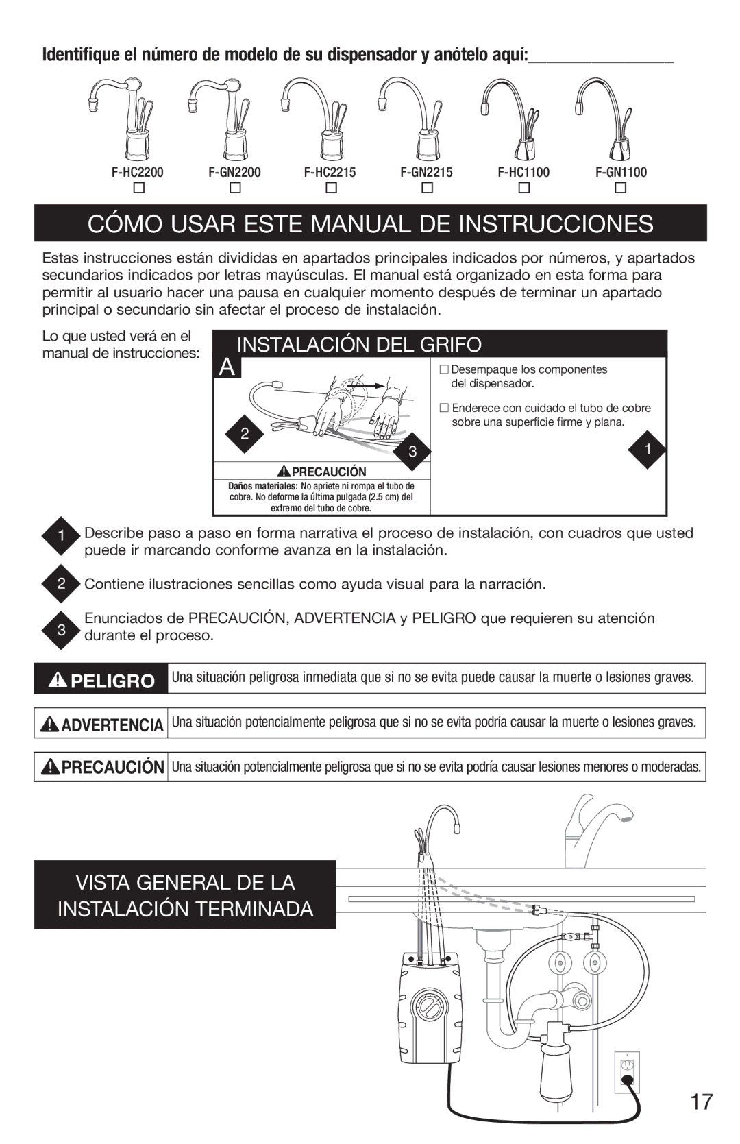 InSinkErator 1100 owner manual Cómo Usar Este Manual DE Instrucciones, Lo que usted verá en el manual de instrucciones 