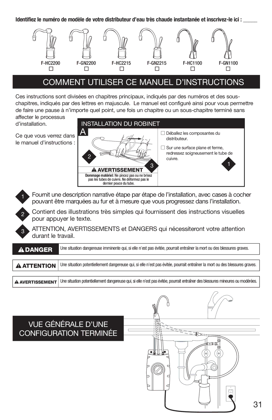 InSinkErator 1100 owner manual Comment Utiliser CE Manuel D’INSTRUCTIONS, Cuivre 