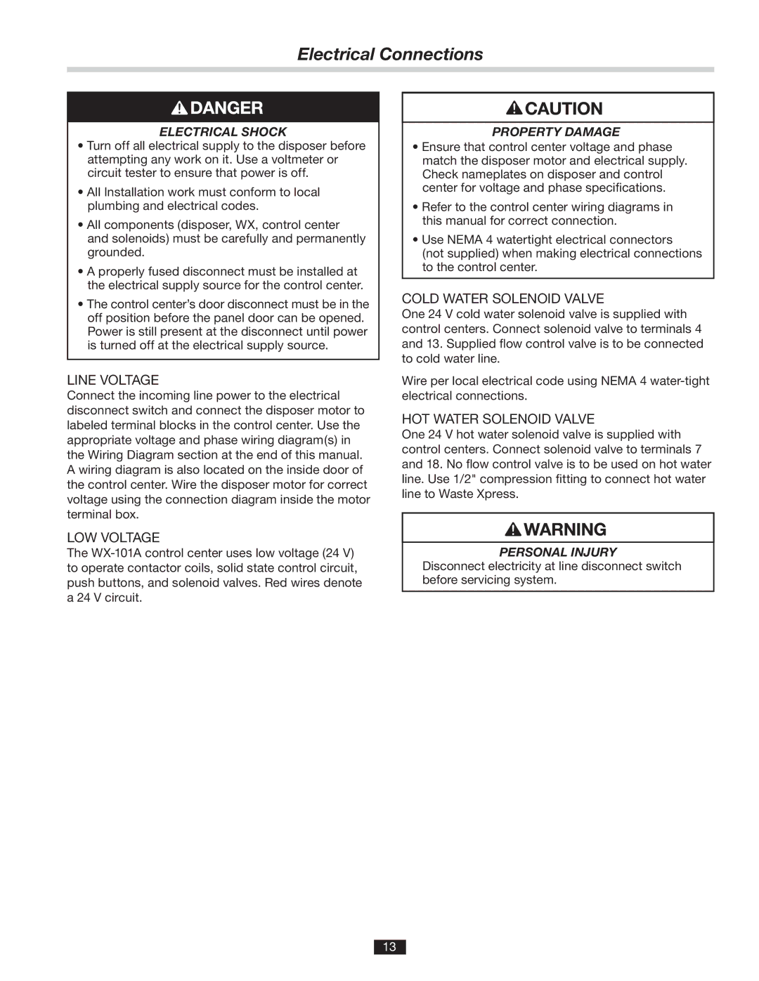 InSinkErator 14481 manual Electrical Connections, Line Voltage 