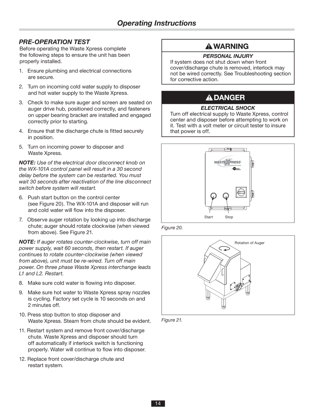 InSinkErator 14481 manual Operating Instructions, PRE-OPERATION Test 