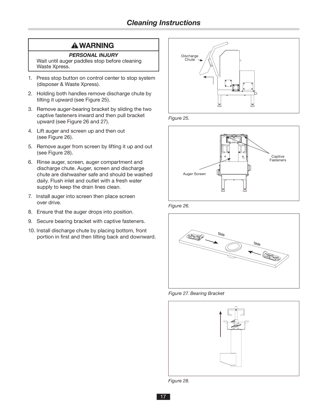 InSinkErator 14481 manual Cleaning Instructions, Bearing Bracket 