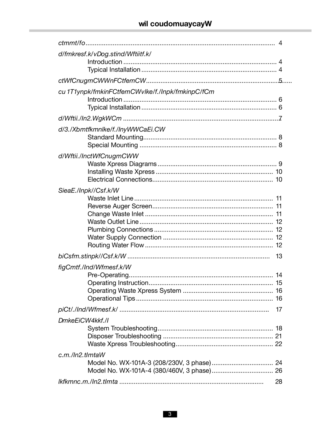 InSinkErator 14481 manual Table of Contents 