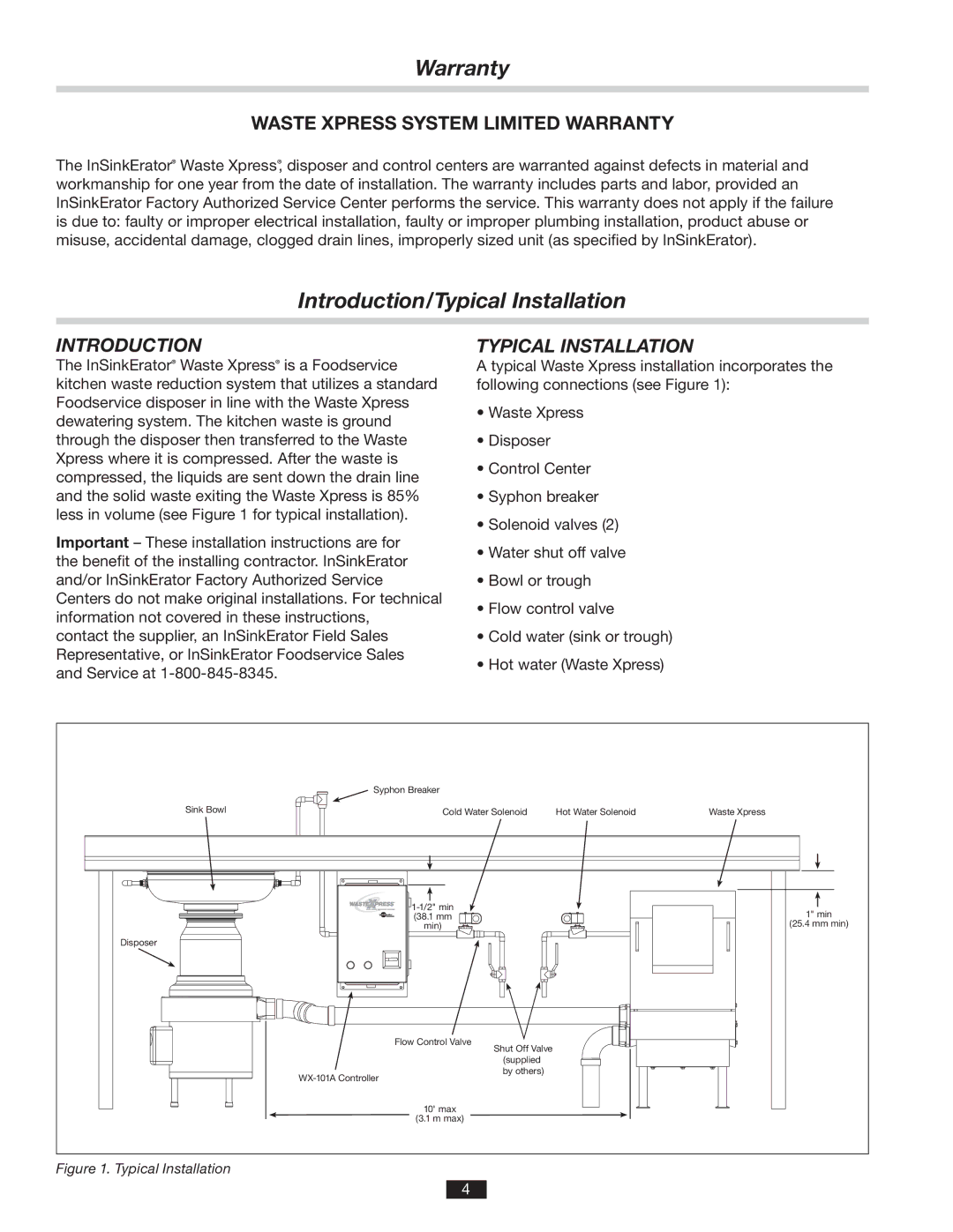 InSinkErator 14481 manual Warranty, Introduction/Typical Installation 