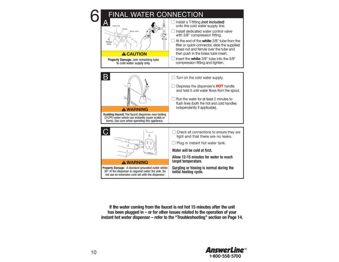 InSinkErator 2200 owner manual Final Water Connection 